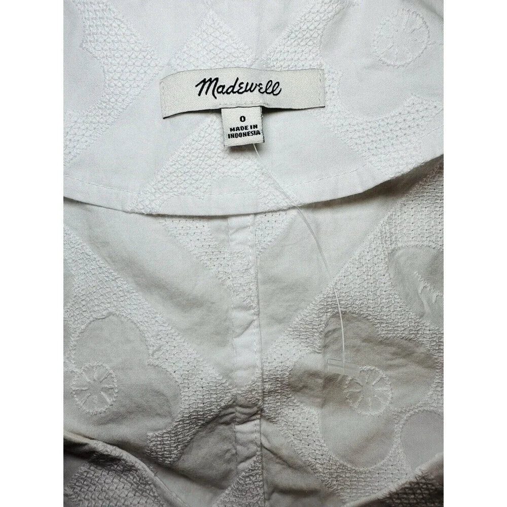 MADEWELL Crop V-Neck‎ Floral White Top Puff Sleeve CottageCore SIZE 0 NWT